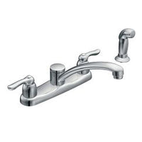 Chrome two-handle low arc kitchen faucet