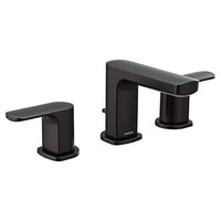 Matte black two-handle low arc bathroom faucet