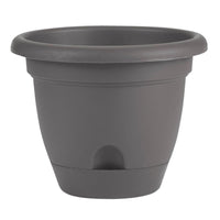 Bloem Lucca Charcoal Gray Resin UV-Resistant Round Self-Watering Planter 7 H x 9 Dia. in.