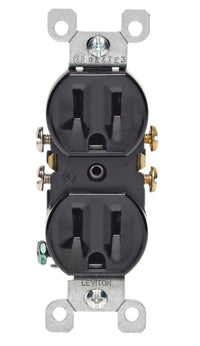 Leviton 15 amps 125 V Duplex Black Outlet 5-15R 1 pk