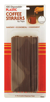 Tops Brown Plastic Coffee Stirrers (Pack of 12)