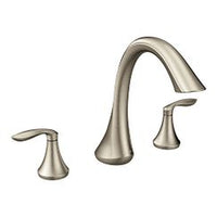 Brushed nickel two-handle high arc roman tub faucet