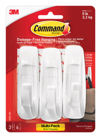 3M Command Large Plastic Hook 3-7/8 In. L 3 Pk