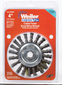 Weiler Vortec Pro 4 in. Cable Twist Wire Wheel Brush Steel 20000 rpm 1 pc