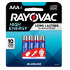 Rayovac High Energy AAA Alkaline Batteries 4 pk Carded