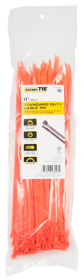 Standard Duty Cable Tie, Orange, 11-In., 100-Pk.