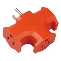 Heavy-Duty Adapter, 3-Outlets, Orange