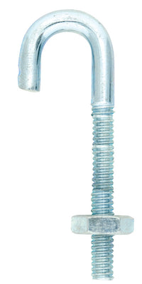 Hampton Medium Zinc-Plated Silver Zinc 0.625 in. L J-Bolt 110 lb. 1 pk (Pack of 10)