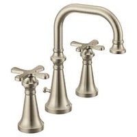 Brushed nickel two-handle high arc bathroom faucet