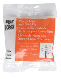 Knape & Vogt White Steel Pilaster Nails and Shelf Clips 23 Ga. 25 lb. (Pack of 10)