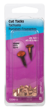 Hillman No. 3 x 3/8 in. L Copper Cut Tacks 0.5 pk (Pack of 6)