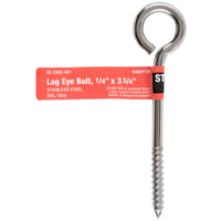 Hampton 1/4 in. x 3-3/4 in. L Stainless Steel Lag Thread Eyebolt Nut Included (Pack of 5)