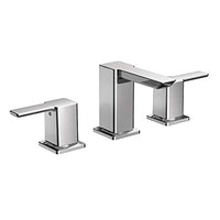 Chrome two-handle low arc bathroom faucet