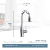 Black stainless one-handle high arc pulldown bar faucet