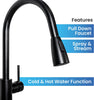 Dahsnü Pulldown Kitchen Faucet with Single Handle, Lead-Free Brass, Ceramic Cartridge, cUPC Certified, Contemporary Design (Matte Black)