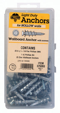 Hillman .164 in. D X 1-1/4 in. L Zinc Pan Head Wallboard Anchor Kit 1 pk