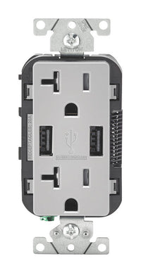 Leviton Decora 20 amps 125 V Gray Outlet and USB Charger 5-20R 1 pk