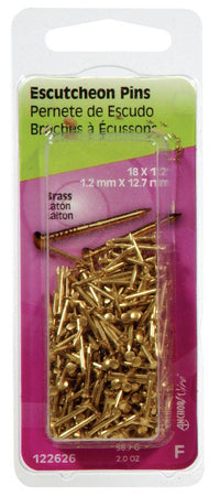 Hillman 18 Ga. x 1/2 in. L Brass Escutcheon Pins 1 pk 2 oz. (Pack of 6)