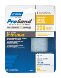 Norton ProSand 4-1/2 in. L X 4-1/2 in. W 220 Grit Aluminum Oxide Sanding Sheet 4 pk