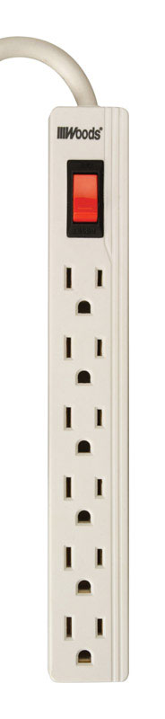 Southwire Woods 2 ft. L 6 outlets Power Strip White