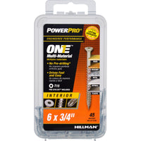 Hillman POWERPRO ONE No. 6 X 3/4 in. L Star Flat Head Multi-Material Screw 45 pk