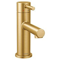 Brushed gold one-handle high arc bathroom faucet