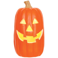 Seasons Yellow 16 in. LED Prelit Scary Pumpkin Halloween Decor