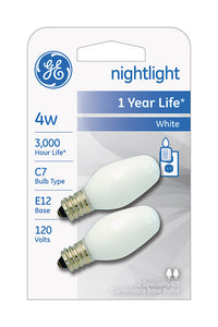 GE 4 watts C7 Decorative Incandescent Bulb E12 (Candelabra) Soft White 2 pk