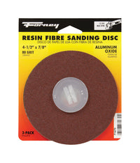 Forney 4.5 in. Aluminum Oxide Adhesive Sanding Disc 80 Grit 3 pk