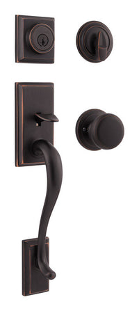 Kwikset SmartKey Hawthorne/Juno Venetian Bronze Entry Handleset KW1 1-3/4 in.