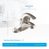 Moen Adler Brushed Nickel Bathroom Faucet 4 in.