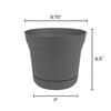 Bloem 10 in. Dia. Polyresin Ariana Planter Charcoal