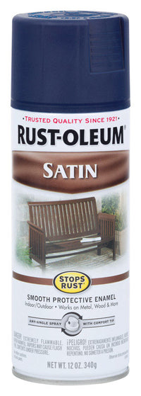 Rust-Oleum Stops Rust Satin Navy Spray Paint 12 oz. (Pack of 6)