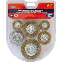 Mibro Wire Wheel Brush Set Brass Coated Steel 4500 rpm 6 pc