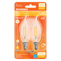 Sylvania Natural B10 E12 (Candelabra) LED Bulb Soft White 40 Watt Equivalence 2 pk