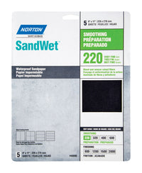 Norton SandWet 11 in. L X 9 in. W 220 Grit Aluminum Oxide Waterproof Sandpaper 5 pk