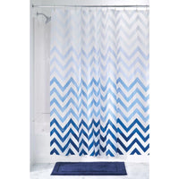 InterDesign 72 in. H X 72 in. W Blue/White Ombre Chevron Shower Curtain Polyester