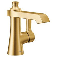 Brushed gold one-handle high arc bathroom faucet