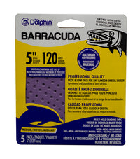 Blue Dolphin Barracuda 5 in. Aluminum Oxide Hook and Loop Sanding Disc 120 Grit Medium 5 pk