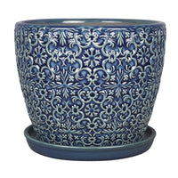 Trendspot 5.04 in. H x 6 in. Dia. Ceramic Mediterranean Ceramic Pot Blue (Pack of 4)