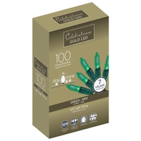 Celebrations Gold LED Mini Green 100 ct String Christmas Lights 33 ft.