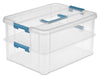 Sterilite 14228604 14-3/8 X 10-3/4 X 7-5/8 Clear Stack & Carry 2 Layer Box (Pack of 4)