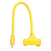 Coleman Cable Indoor 2 ft. L Yellow 1 to 3 Outlet Cord 12/3 STW