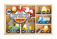 Melissa & Doug Construction Site Vehicles Wood Assorted 7 pc.