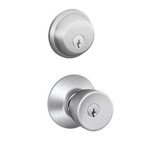 Schlage Bell Satin Chrome Knob and Single Cylinder Deadbolt 1-3/4 in.