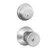 Schlage Bell Satin Chrome Knob and Single Cylinder Deadbolt 1-3/4 in.