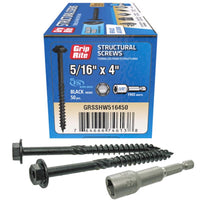 Grip-Rite 5/16 in. wire X 4 in. L Star Hex Washer Head Structural Screws 50 pk