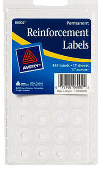 Avery 6734 1/2" White Reinforcement Labels (Pack of 6)