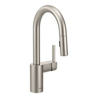 Spot resist stainless one-handle high arc pulldown bar faucet