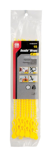 Gardner Bender 12 in. L Yellow Beaded Cable Tie 15 pk